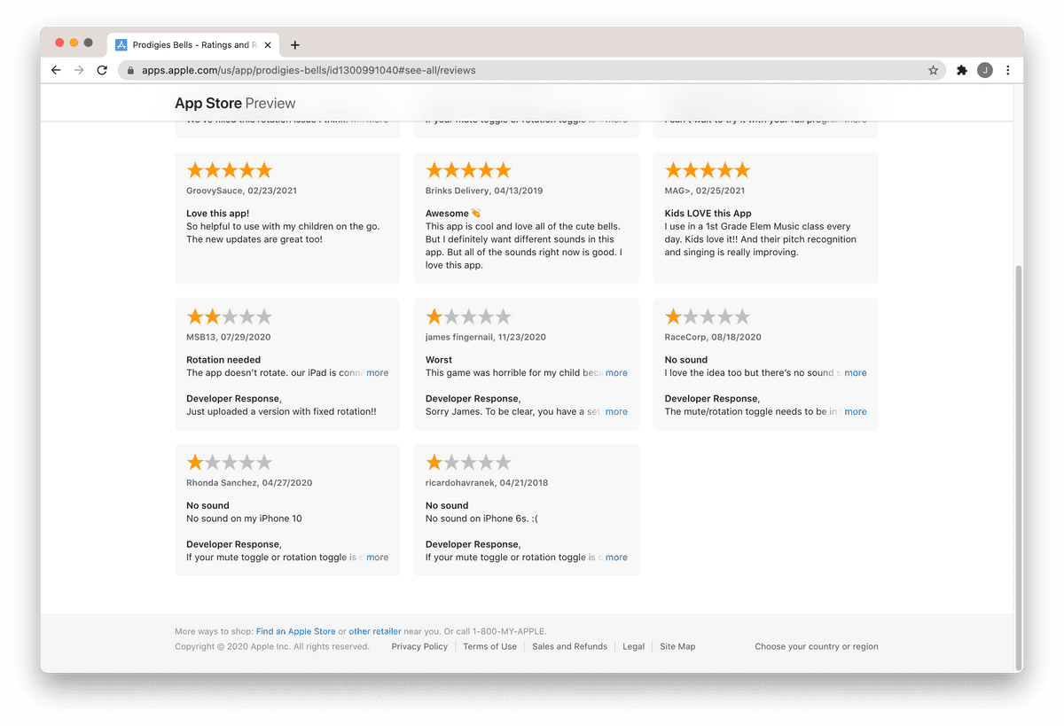App Store reviews